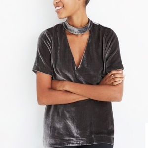 Madewell V-neck Velvet Choker Top